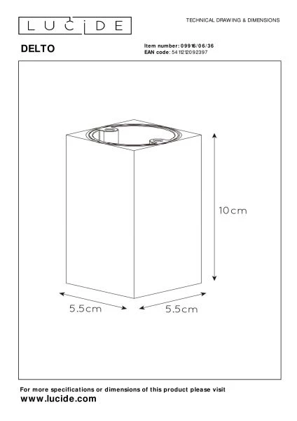 Lucide DELTO - Ceiling spotlight - LED Dim to warm - GU10 - 1x5W 2200K/3000K - Grey - technical